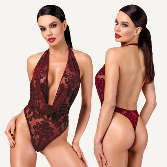 Kink Royal Draped Plunge Bodysuit by Noir Handmade - Teddies and Bodysuits