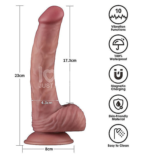 Lovetoy Dual Density 9 Inch Vibrating Realistic Power Cock - Vibrating Dildos