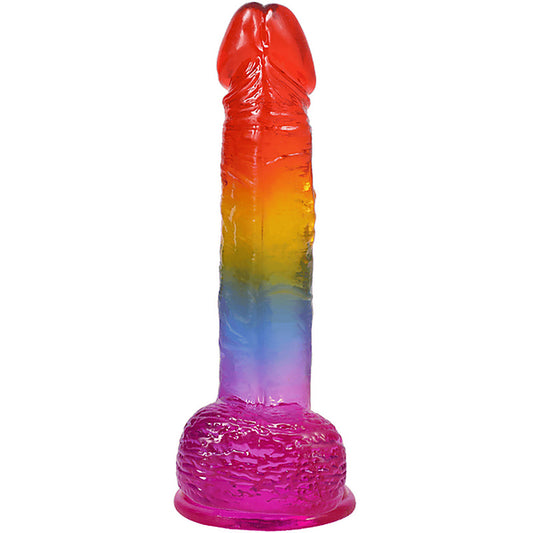 Doc Johnson Crystal Jellies Realistic Cock with Balls Rainbow - Realistic Dildos