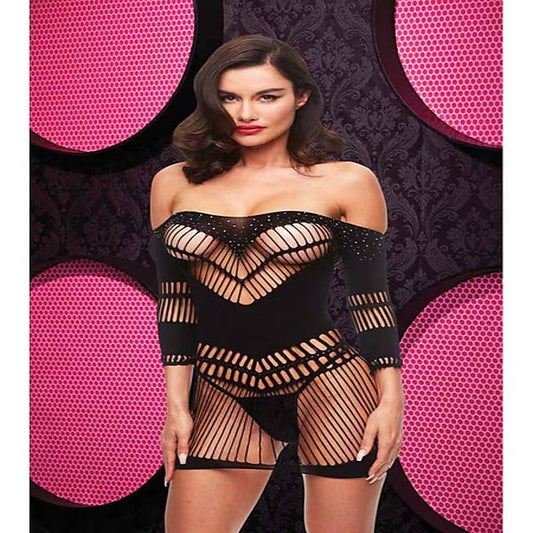 Lapdance Lingerie Bling Bling Womens Halter Dress Black - Body Stockings