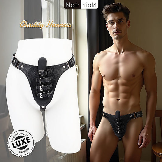 Adjustable Faux Leather Chastity Harness by Chisa - Male Chastity