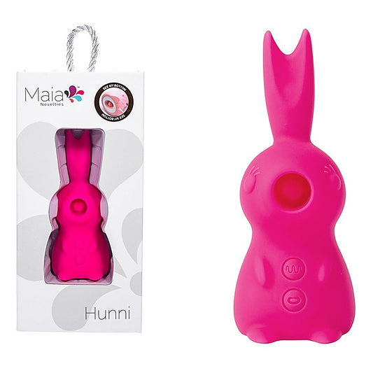Maia HUNNI USB Rechargeable Sucking Licking & Vibrating Stimulator Pink - Clit Ticklers and Pulsators
