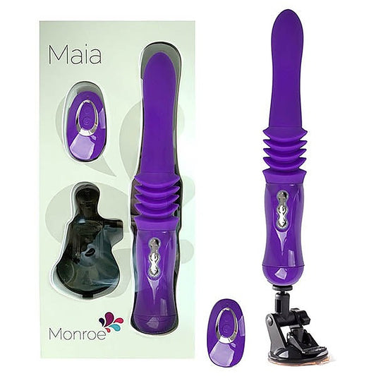 Maia Monroe USB Rechargeable Thrusting Remote Control Vibrator Purple - Remote Control Vibrators