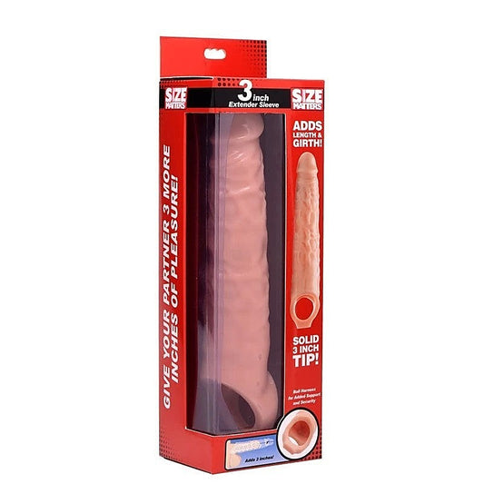 XR Brands Size Matters Penis Extender Sleeve Flesh 3 Inch - Pumps, Extenders and Sleeves