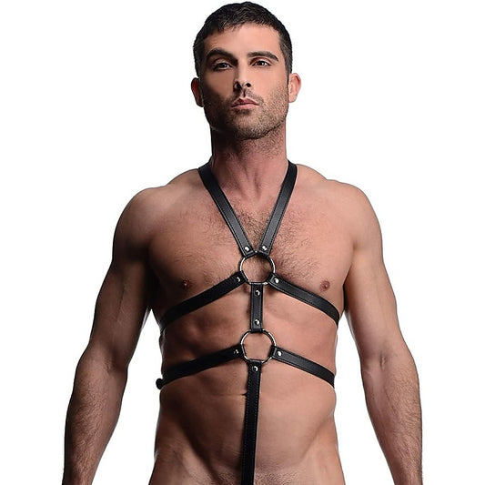 Strict Male Full Body Bondage Play Harness by XR Brands - Cuffs And Restraints