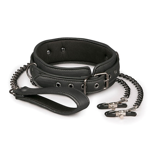 Collar With Nipple Chains by Easytoys - Collars and Leads