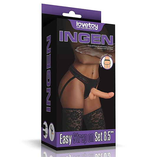 Easy Strap On Set Dildo Vanilla 8.5in by Lovetoy - Strap On Sextoys