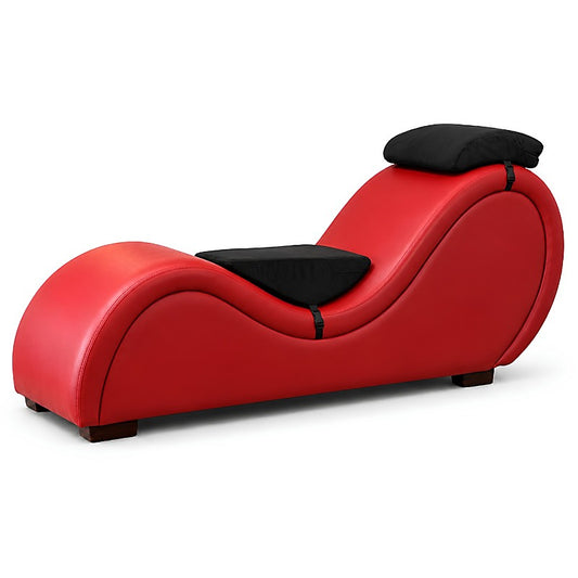 Kama Sutra Mebon Chaise Love Lounge Red With Black Pillows - Sex Furniture