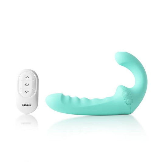 VibraTwin Remote Control Rechargeable Strap On by Arosum - Strap On Sextoys