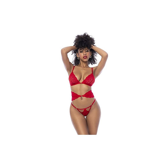 Mapale 3 Piece Bra, Panties and Flexible Corset Set Red - Bras and Bra Sets