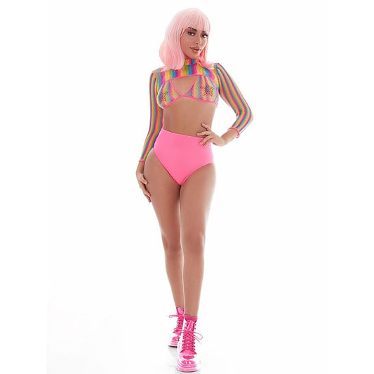 Shrug Bikini Top Hot Pants Net Set incl Pasties Bodysuit - Teddies and Bodysuits