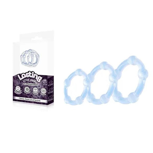 Excellent Power Lasting 3 Piece Beaded Love Rings Set