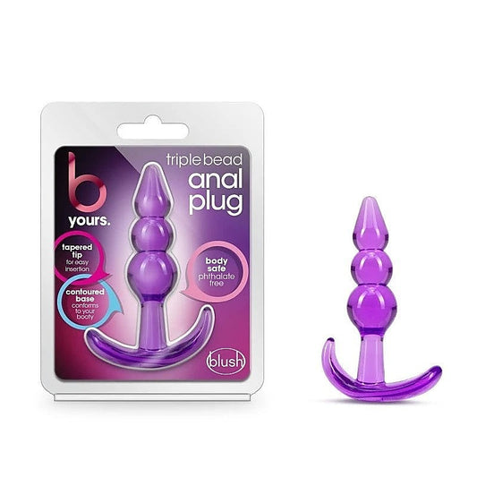 Blush Novelties B Yours Triple Bead Anal Plug Purple - Butt Plugs