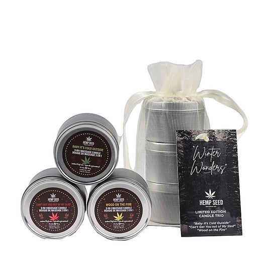 Earthly Body Hemp Seed Winter Wonders Mini Scented Massage Candle Trio 3 Pack - Sex Pheromones and Perfumes