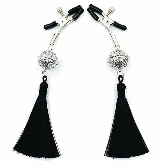 Sexy AF Black Tassel Nipple Clamps by Little Genie - Nipple and Clit Clamps