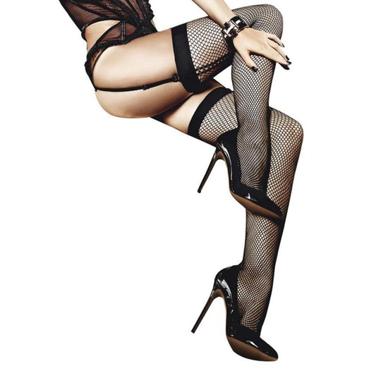 Fishnet Thigh High w/ Back Seam by Baci Lingerie - Hosiery