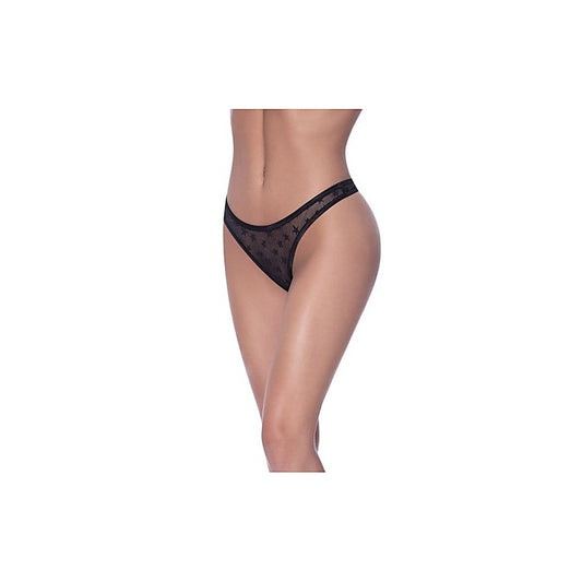 Exposed Lingerie High Waist Micro Star Womens Thong Black - G-Strings, Panties and Shorts