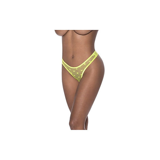 Exposed Lingerie High Waist Micro Star Sexy Thong Lime - G-Strings, Panties and Shorts
