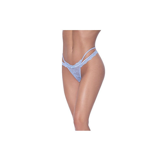 Exposed Lingerie Cross Elastic Strap Split Womens Thong Periwinkle - G-Strings, Panties and Shorts