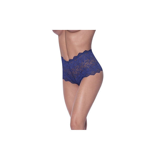 Exposed Lingerie Split Crotch Lace Boy Short Blueberry - G-Strings, Panties and Shorts