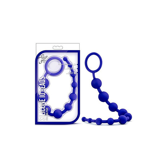 Luxe Silicone 10 Anal Pleasure Beads Indigo - Anal Beads and Balls