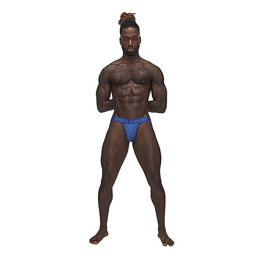 Male Power Sexagon Soft and Stretchy Micro V Thong Blue - Mens Briefs And Boxers