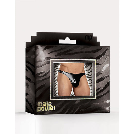 Male Power Classic Stretchy Mens Thong Black by Magic Silk - Mens Briefs And Boxers