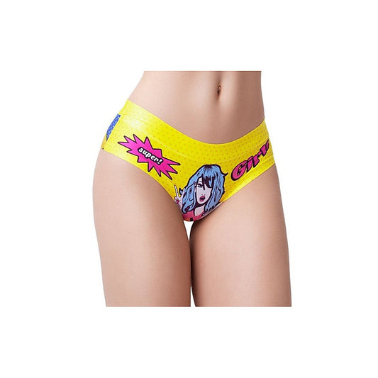 Mememe Lingerie Comic Fans Yellow Slip Womens Thong - G-Strings, Panties and Shorts