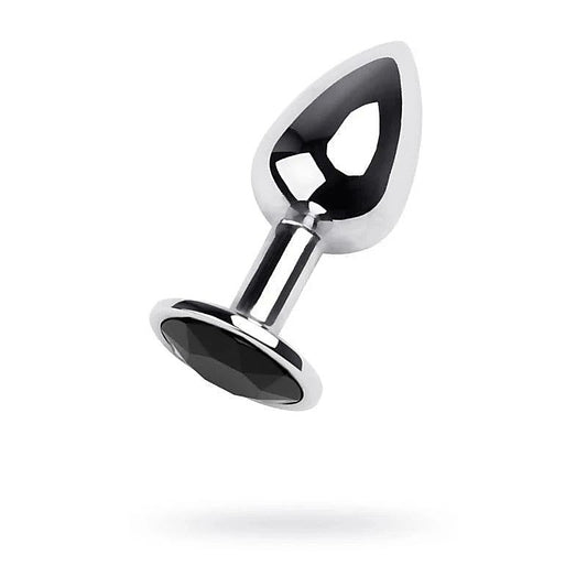 Metal Silver Metal Anal Plug With Coloured Gem Small - Butt Plugs