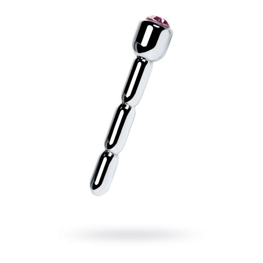 Metal Silver Urethral Plug with Ruby Rhinestone by ToyFa - Urethral Sounds