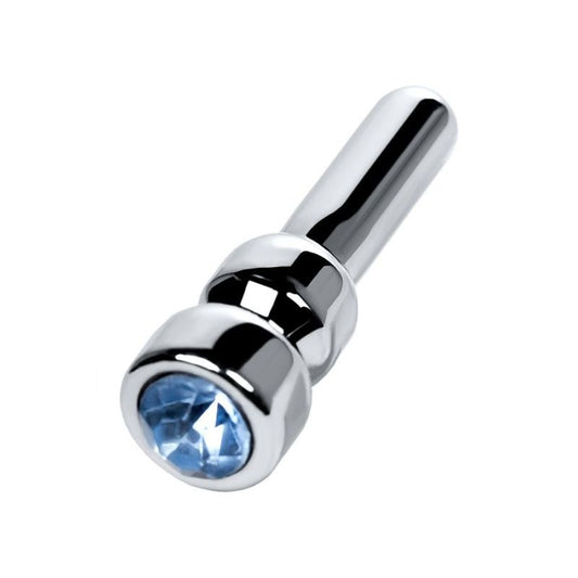 Metal Silver Urethral Plug with Sapphire Rhinestone by ToyFa - Urethral Sounds