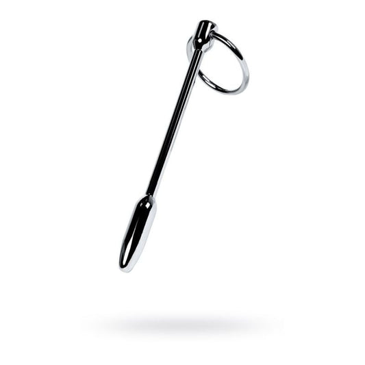 Metal Silver Male Pleasure Urethral Plug with Cock Ring - Urethral Sounds