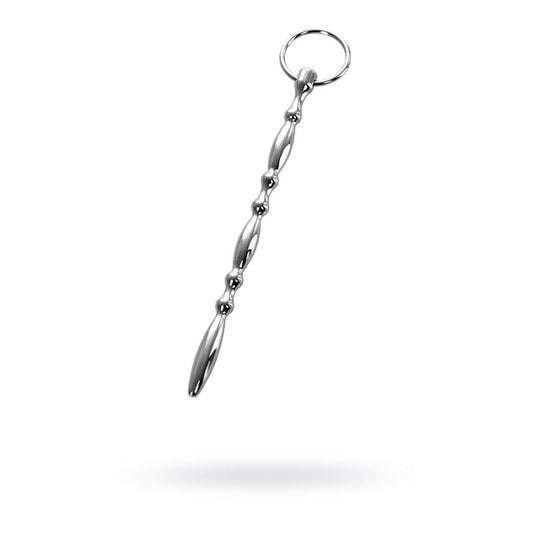 Metal Silver Beaded Urethral Plug with Cock Ring by ToyFa - Urethral Sounds