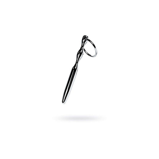 Metal Silver Metal Bullet Shaped Urethral Plug With Cock Ring - Urethral Sounds