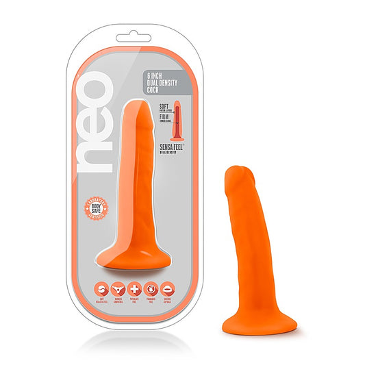 Neo Dual Density Cock Neon Realistic Dildo Orange - Realistic Dildos