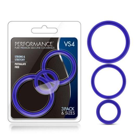Performance Silicone Cock Ring Set Indigo - Cock Ring Sets