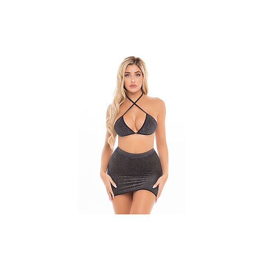 Pink Lipstick Cherry 2 Piece Womens Skirt Set One Size Black - Skirts And Club Wear