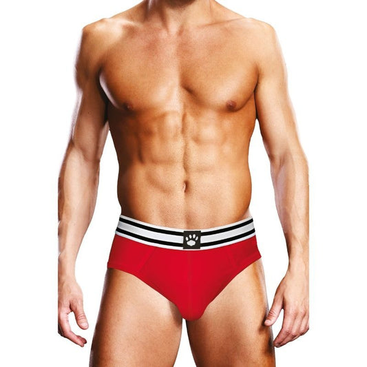 Open Back Mens Brief Red White by Prowler - Mens Briefs And Boxers