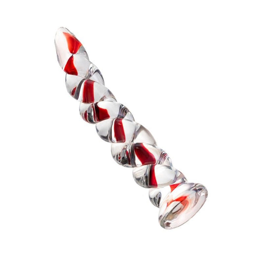 Sexus Red Ribbed Glass Dildo by ToyFa - Glass Sex Toys