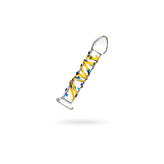 Sexus Suction Cup Glass Dildo 17.2cm Yellow - Glass Sex Toys