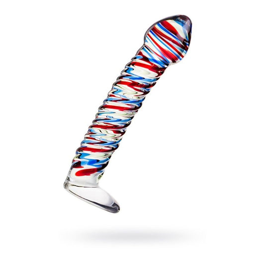 Sexus Glass Dildo Stripes w/ Base by ToyFa - Glass Sex Toys