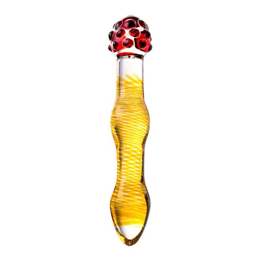Sexus Yellow Red 20.5cm Glass Dildo by ToyFa - Glass Sex Toys