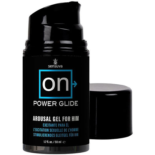 Sensuva On Power Glide Arousal Gel For Him 50ml - Delay and Excite Sprays