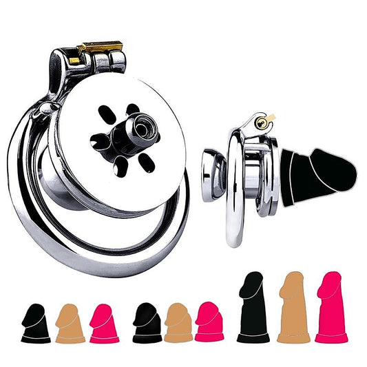 BDStyle Stainless Steel & Silicone Male Chastity Bird Cage With Hide Lock - Male Chastity