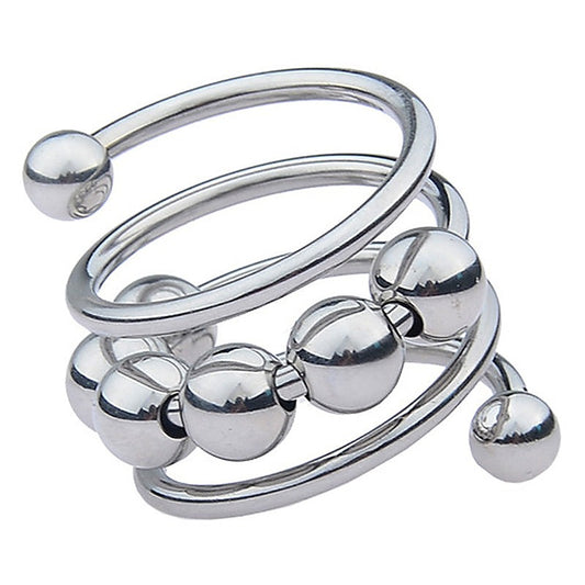 BDStyle Stainless Steel Six Removable Ball Mens Cock Ring - Steel Cock Rings