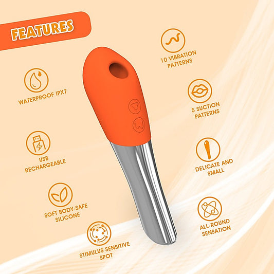 Lust Ripple Wallow Multi Function Clitoral Massager Orange - Clit Ticklers and Pulsators