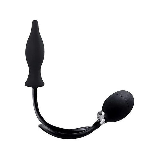 Strafe Inflatable Teardrop Silicone Butt Plug With Pumps Black - Butt Plugs