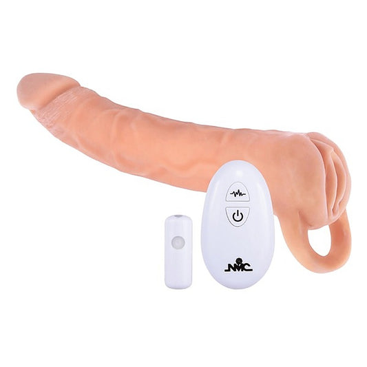 Excellent Power Remote Control Vibrating Penis Extendor 9 Inch Flesh - Penis Sleeves and Extenders