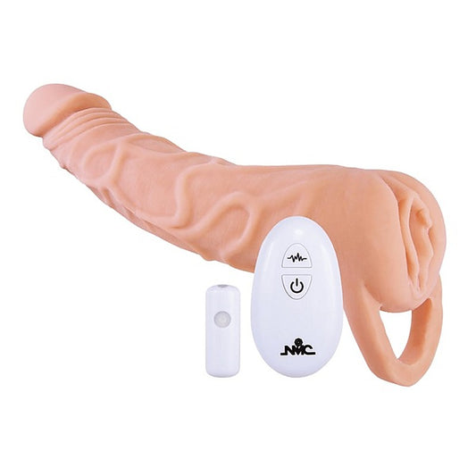 Excellent Power Remote Control 10 Function Penis Extendor 9 Inch Flesh - Penis Sleeves and Extenders