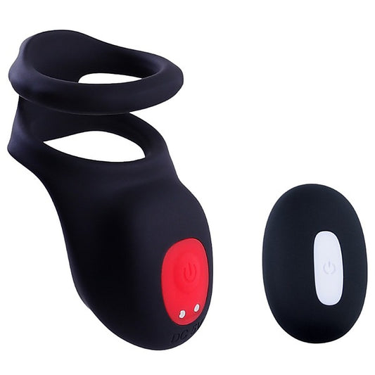 Giga Booster Cock & Scrotal Ring With Clit Stimulator Black - Vibrating Cock Rings